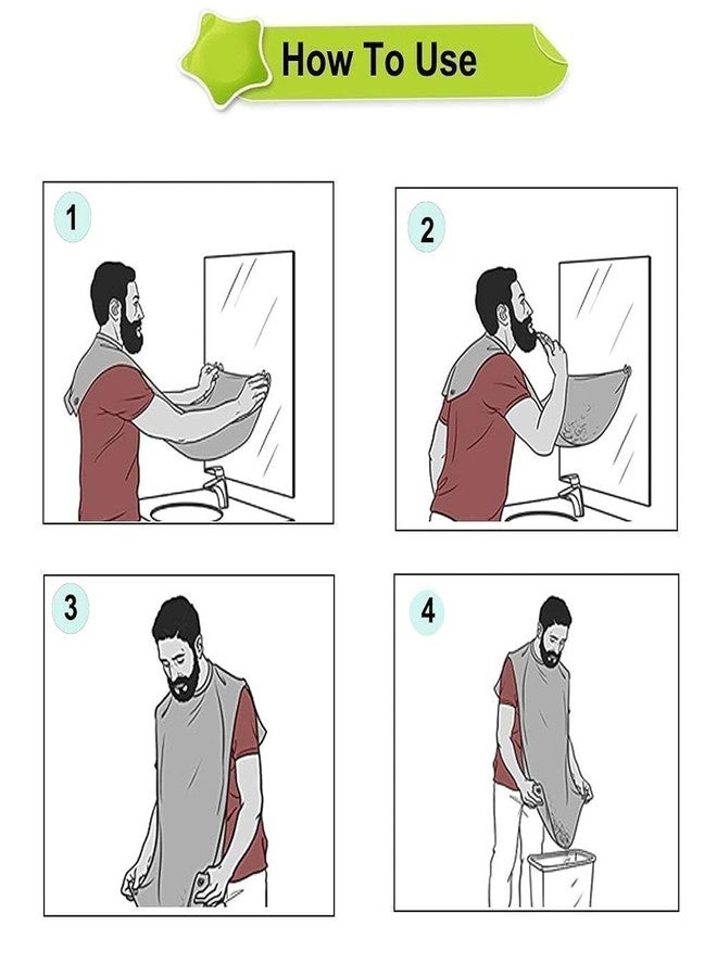 VLSYS Men Beard Shaving Apron with Self-Folding Design | Beard Bib Hair Catcher Trimming Cape with Strong Suction Cups | Waterproof Cloth for Grooming | Gift for Husband, Father & Him (Black) - Image 3